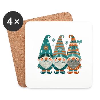 Trio de gnomes festifs de l’escouade du Père Noël - Dessous de verre (lot de 4) - blanc - Devant