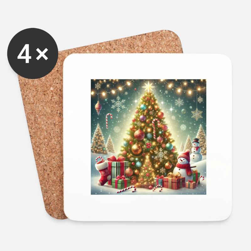 Christmas tree - Untersetzer (4er-Set) - Weiß