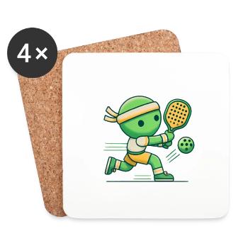 Graphique authentique du joueur de pickleball - Dessous de verre (lot de 4) - blanc - Devant