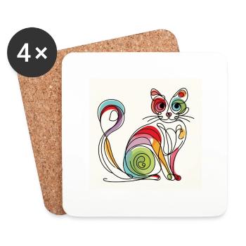 cat swirl - Coasters (set of 4) - white - Front