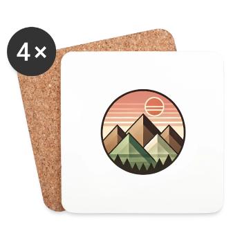 Geometric Sunset Mountain Landscape - Coasters (set of 4) - white - Front