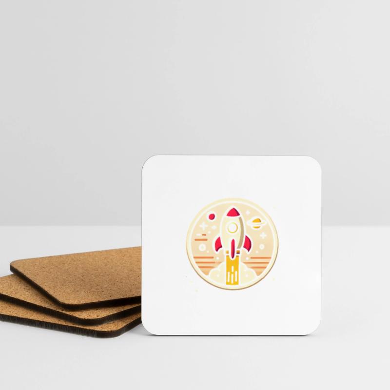 Fusée rétro perdue dans l’espace Graphique Dessous de verre (lot de 4)