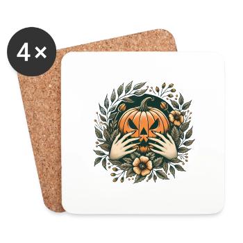 Gruseliger Kürbiskranz Halloween Kunst - Untersetzer (4er-Set) - Weiß - Vorne