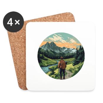 Feel freedom: Your path through the mountains! - Coasters (set of 4) - white - Front