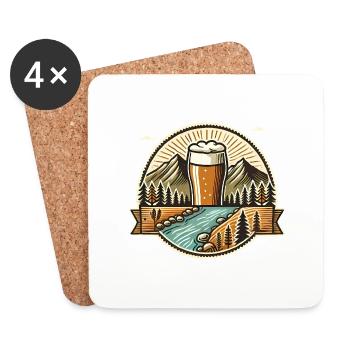 Mountain Beer Adventure Badge Design - Coasters (set of 4) - white - Front