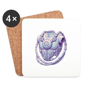 Futuristic Chest Device Graphic Tee - Coasters (set of 4) - white - Front