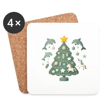 Fantaisie fantaisiste d’arbre de Noël - Dessous de verre (lot de 4) - blanc - Devant