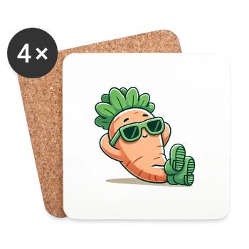 Carotte relaxante fraîche avec lunettes de soleil - Dessous de verre (lot de 4) - blanc - Devant