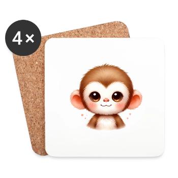 Niedliche Baby Affe Aquarell Kunst - Untersetzer (4er-Set) - Weiß - Vorne