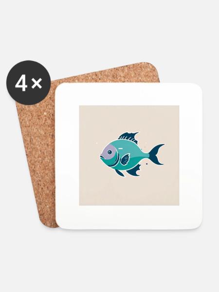 Fisch - Untersetzer (4er-Set) - Weiß