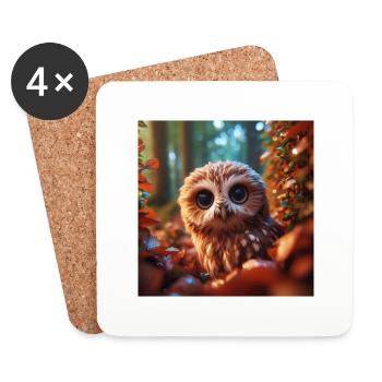 Cute owl - Coasters (set of 4) - white - Front