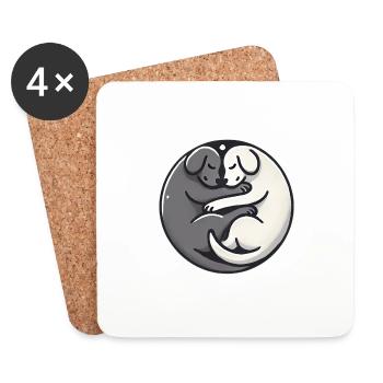 YinYang Sleeping Dogs Design - Dessous de verre (lot de 4) - blanc - Devant