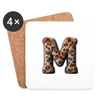 Flauschiger Buchstabe M Leopardenfell - Untersetzer (4er-Set) - Weiß - Vorne