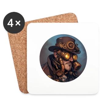 Style steampunk : la nostalgie rencontre la technologie - Dessous de verre (lot de 4) - blanc - Devant