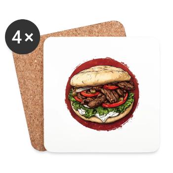 Herzhafter Döner mit frischen Zutaten - Untersetzer (4er-Set) - Weiß - Vorne