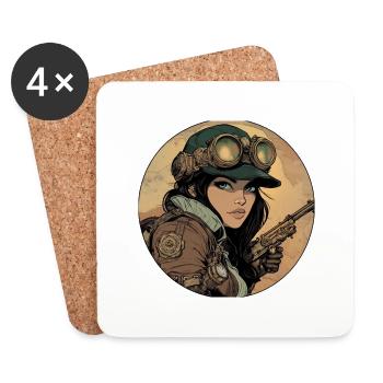 Aventure steampunk pour les explorateurs - Dessous de verre (lot de 4) - blanc - Devant