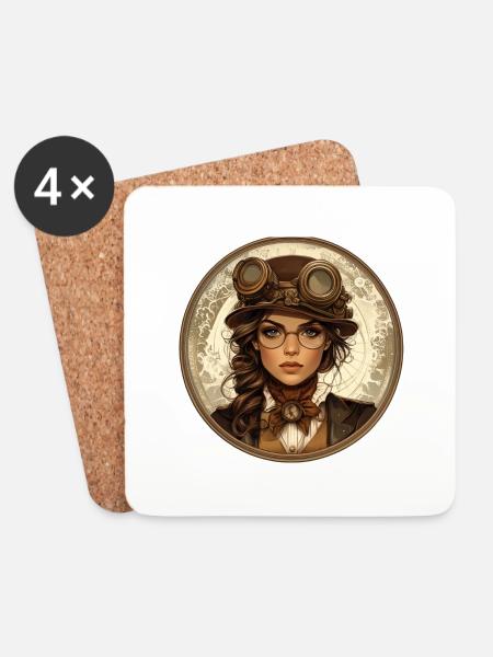 Discover elegance in a steampunk look - Coasters (set of 4) - white