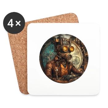 Technologie steampunk : le rétro rencontre l’avenir - Dessous de verre (lot de 4) - blanc - Devant