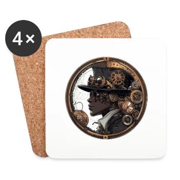 Steampunk Aesthetics: Gears and Visions - Coasters (set of 4) - white - Front