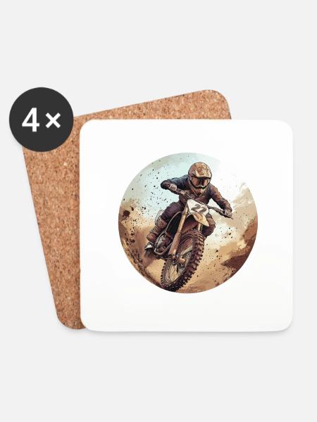 Pure adrenaline: Motocross for real heroes - Coasters (set of 4) - white