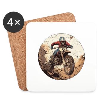 Aventure en motocross pour les vrais accros à l’adrénaline - Dessous de verre (lot de 4) - blanc - Devant