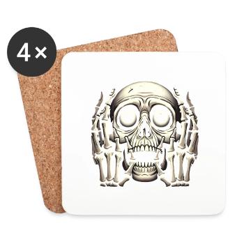 Eternal Horror Skeleton Face Graphic - Coasters (set of 4) - white - Front