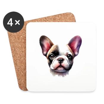 Bunte französische Bulldogge Aquarellkunst - Untersetzer (4er-Set) - Weiß - Vorne