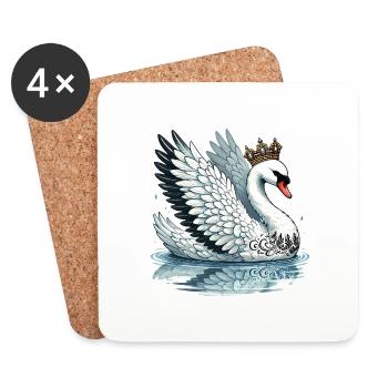 Königlicher Schwan mit Krone Illustration - Untersetzer (4er-Set) - Weiß - Vorne