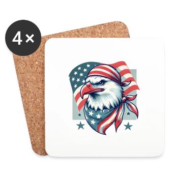 Patriotic Eagle with American Flag - Coasters (set of 4) - white - Front