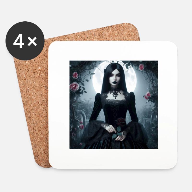 Gothic Prinzessin - Untersetzer (4er-Set) - Weiß