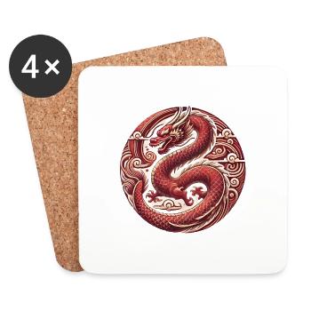 Vietnamese New Year Dragon Badge - Coasters (set of 4) - white - Front