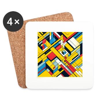 Abstrakte Kunst - Untersetzer (4er-Set) - Weiß - Vorne