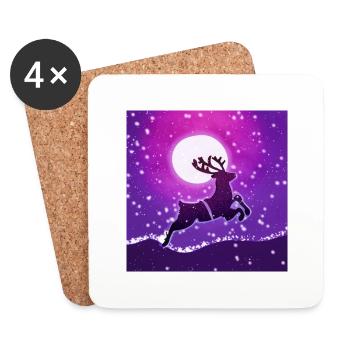 Galloping reindeer - Coasters (set of 4) - white - Front