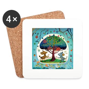 L’arbre de vie - Dessous de verre (lot de 4) - blanc - Devant