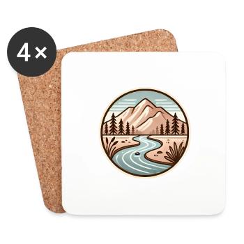 Peaceful Mountain Nature Badge Design - Coasters (set of 4) - white - Front
