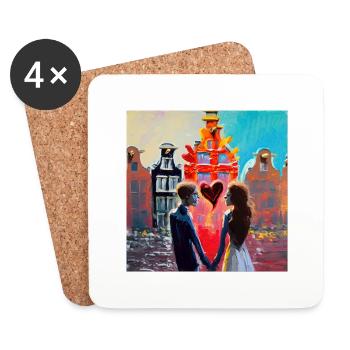 Amoureux - Dessous de verre (lot de 4) - blanc - Devant
