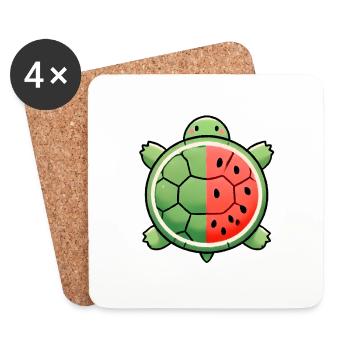 Natures Sweet Blend Wassermelone Schildkröte - Untersetzer (4er-Set) - Weiß - Vorne