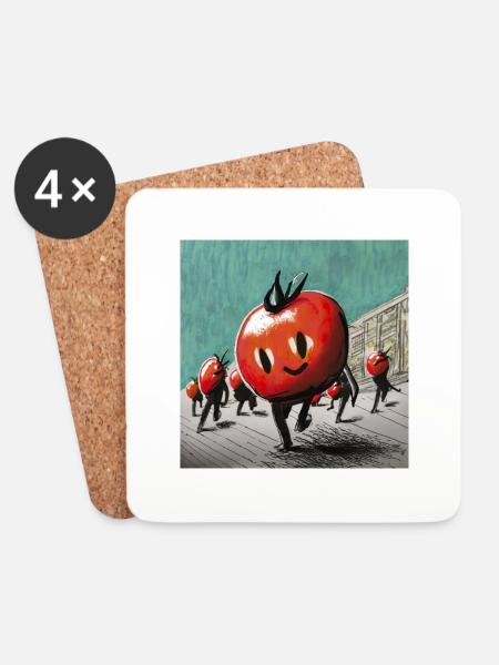 March of tomatoes - Coasters (set of 4) - white