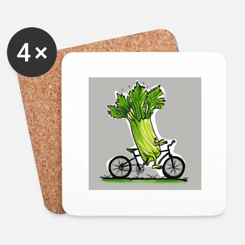 Lauch-Radfahrer - Untersetzer (4er-Set) - Weiß
