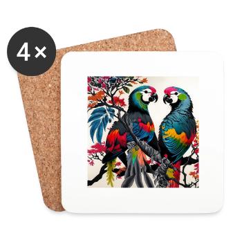 Parrots - Coasters (set of 4) - white - Front