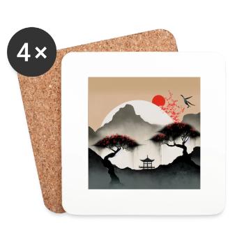 Chinesische Landschaft - Untersetzer (4er-Set) - Weiß - Vorne