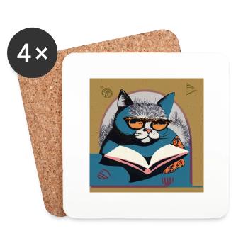 A clever cat - Coasters (set of 4) - white - Front