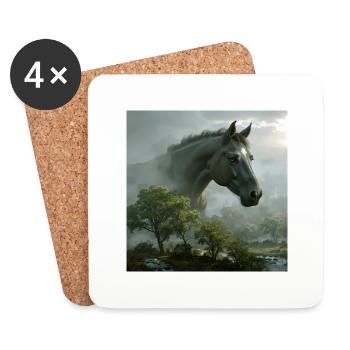 Étoile de cheval - Dessous de verre (lot de 4) - blanc - Devant