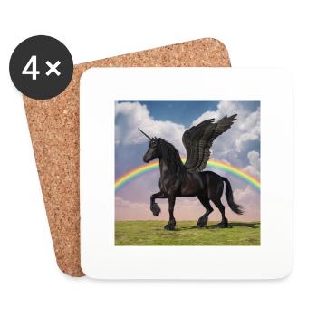 Alicorne noire - Dessous de verre (lot de 4) - blanc - Devant
