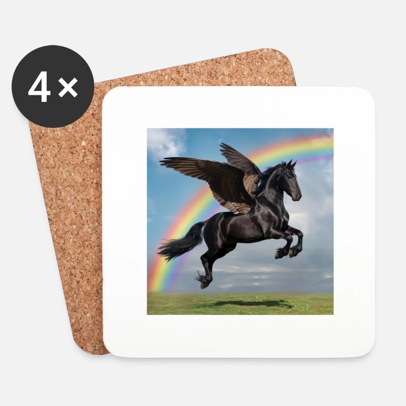 Rainbow Pegasus - Untersetzer (4er-Set) - Weiß
