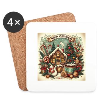 Nostalgisches Weihnachtsdesign - Untersetzer (4er-Set) - Weiß - Vorne