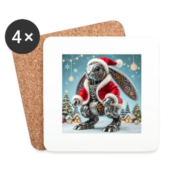 Weihnachtshase - Untersetzer (4er-Set) - Weiß - Vorne