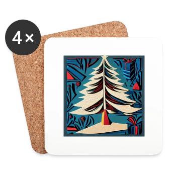 Arbre de Noël - Dessous de verre (lot de 4) - blanc - Devant
