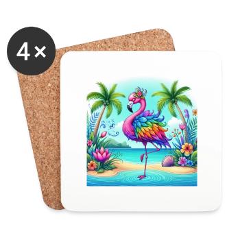 Schöner Flamingo - Untersetzer (4er-Set) - Weiß - Vorne