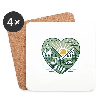 Explore More Camping Heart Design - Coasters (set of 4) - white - Front